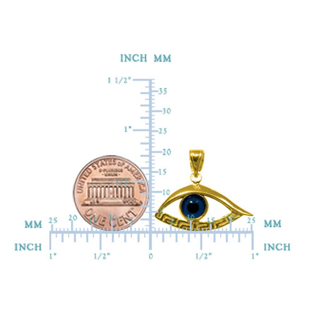 Sterling Silver 18 Karat Gold Overlay Plated Evil Eye Meandros Pendant - JewelryAffairs