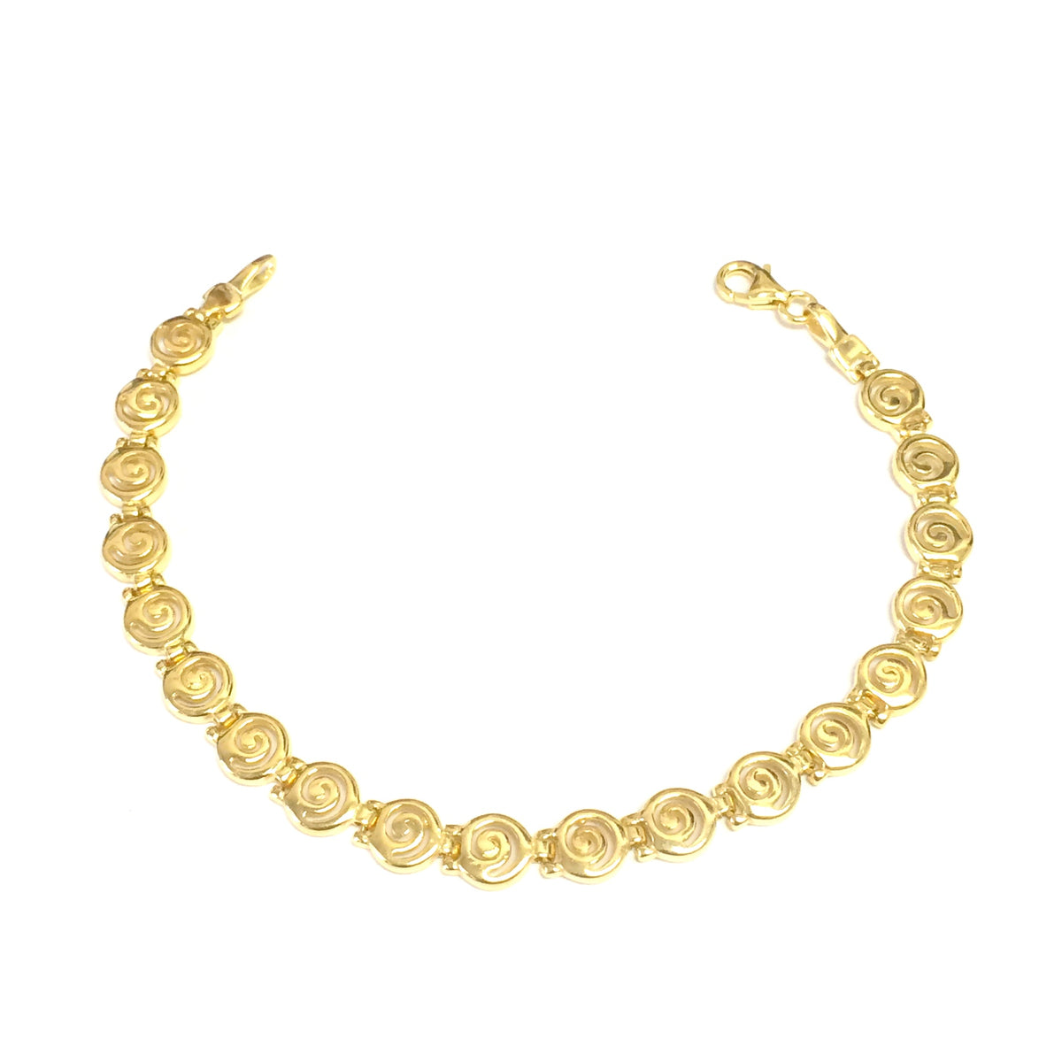 Sterling Silver 18 Karat Gold Overlay Plated Greek Spira Bracelet, 7.5"