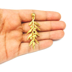 Sterling Silver 18 Karat Gold Overlay Plated Olive Leaf Pendant
