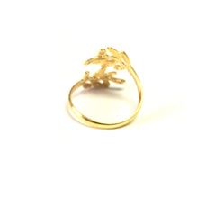 Sterling Silver 18k Gold Overlay Adjustable Olive Leafs Ring, Size 6 - JewelryAffairs