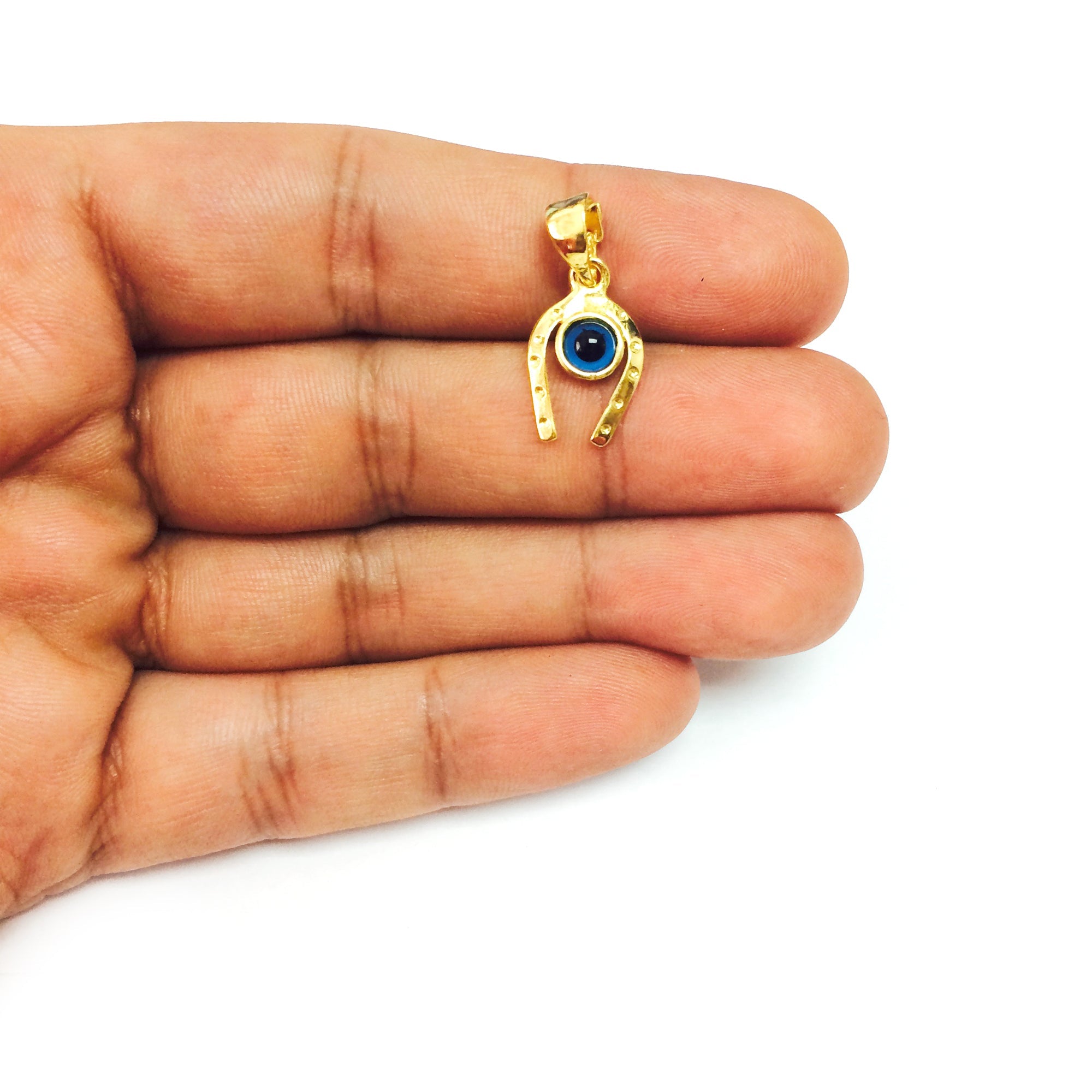 Sterling Silver 18k Gold Overlay Plated Horse Shoe Evil Eye Charm