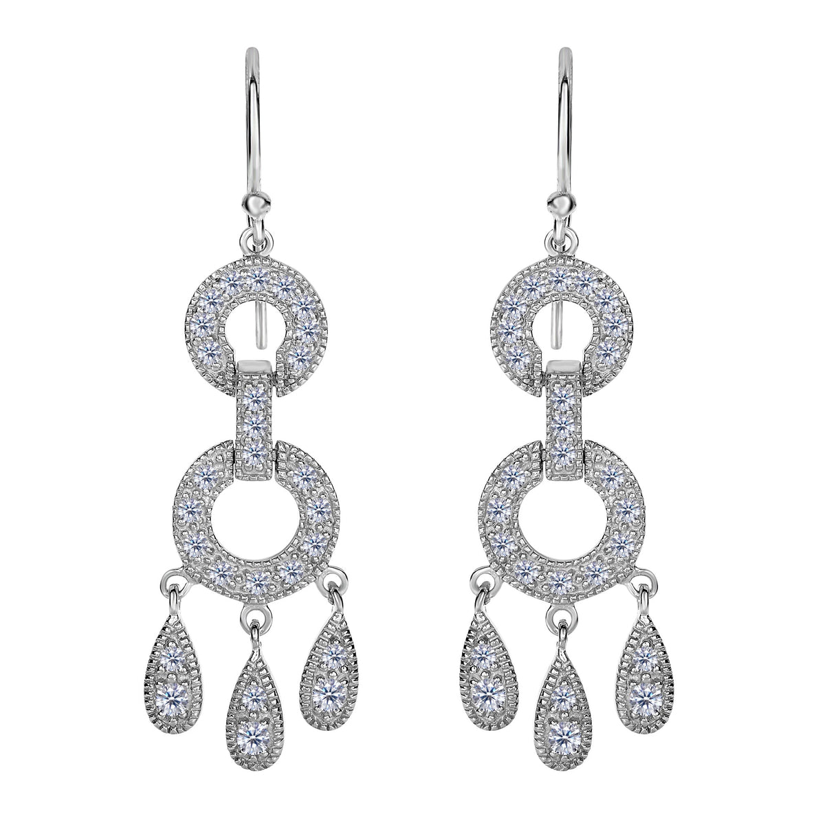 Sterling Silver And Cubic Zirconia Chandelier Drop Earrings