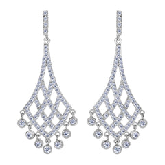 Sterling Silver And Cubic Zirconia Shaped Chandelier Drop Earrings