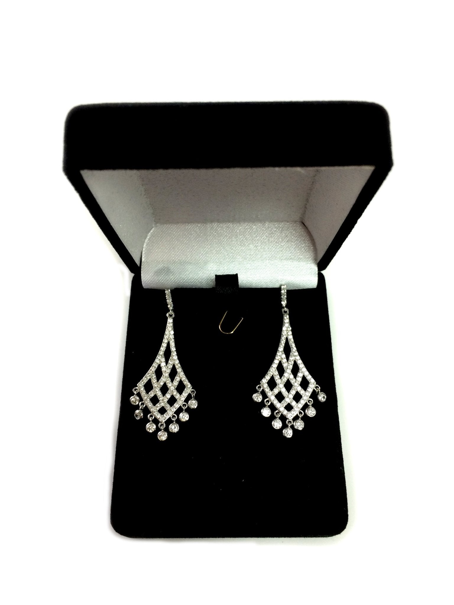Sterling Silver And Cubic Zirconia Shaped Chandelier Drop Earrings
