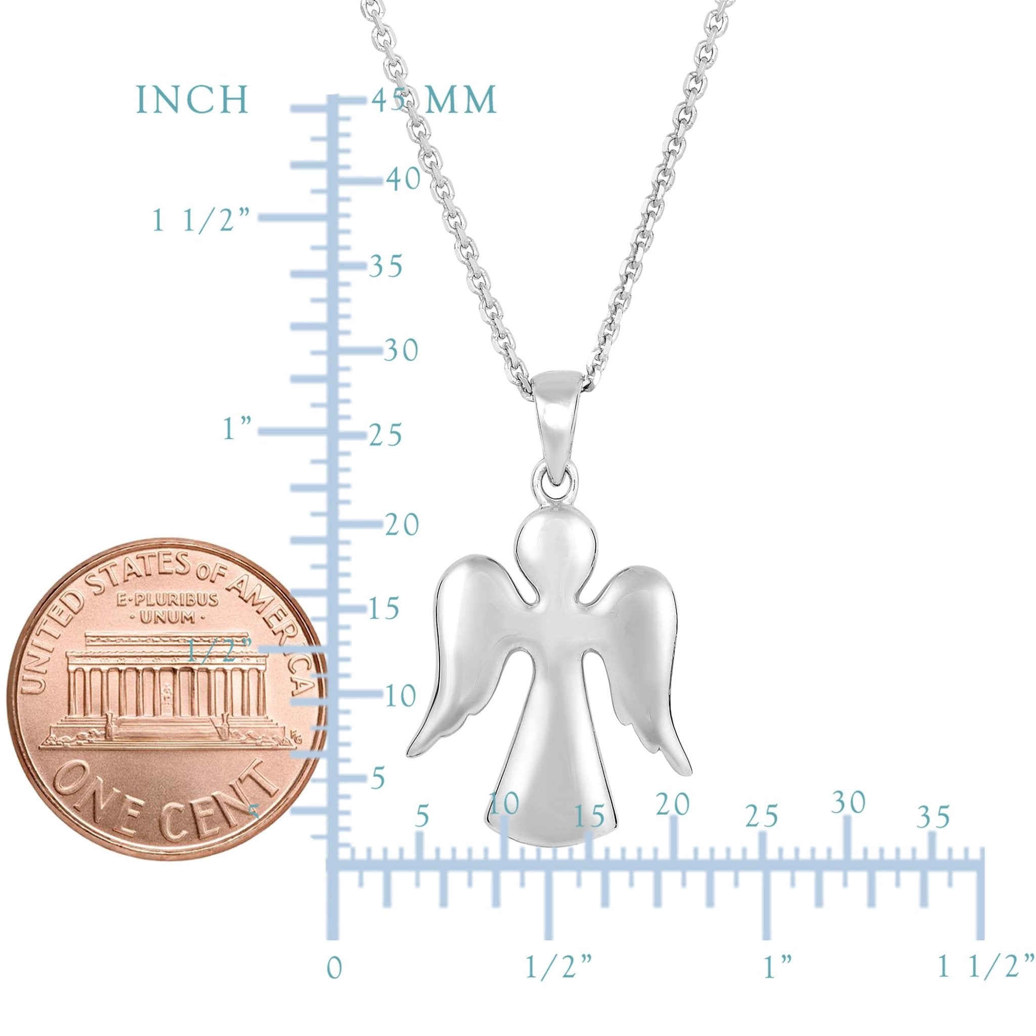 Sterling Silver Angel Pendant Sliding Fashion Necklace, 18" - JewelryAffairs