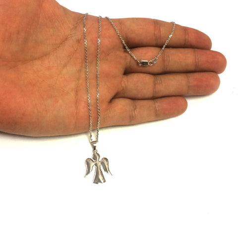 Sterling Silver Angel Pendant Sliding Fashion Necklace, 18"