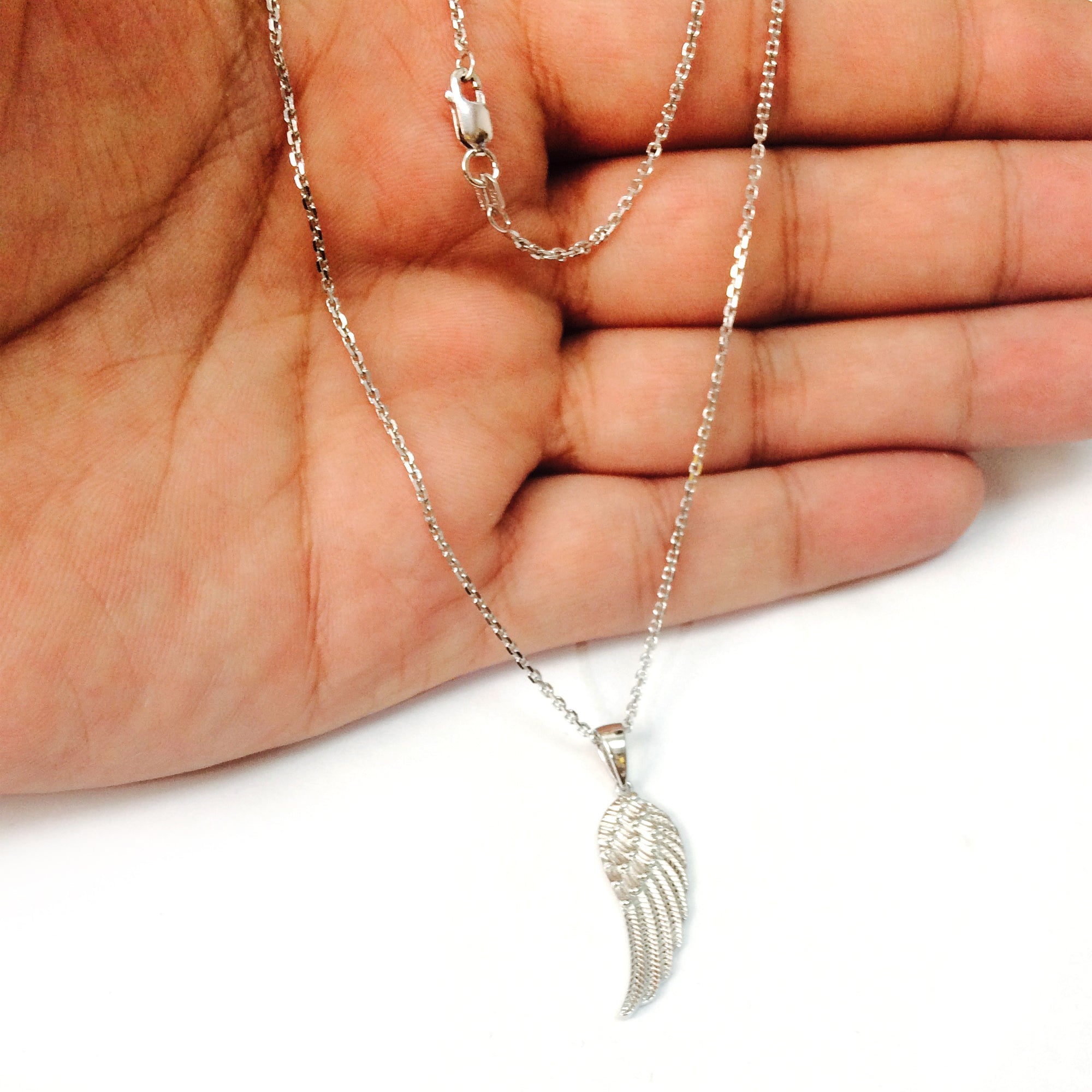 Sterling Silver Angel Wing Pendant Necklace, 18" - JewelryAffairs
