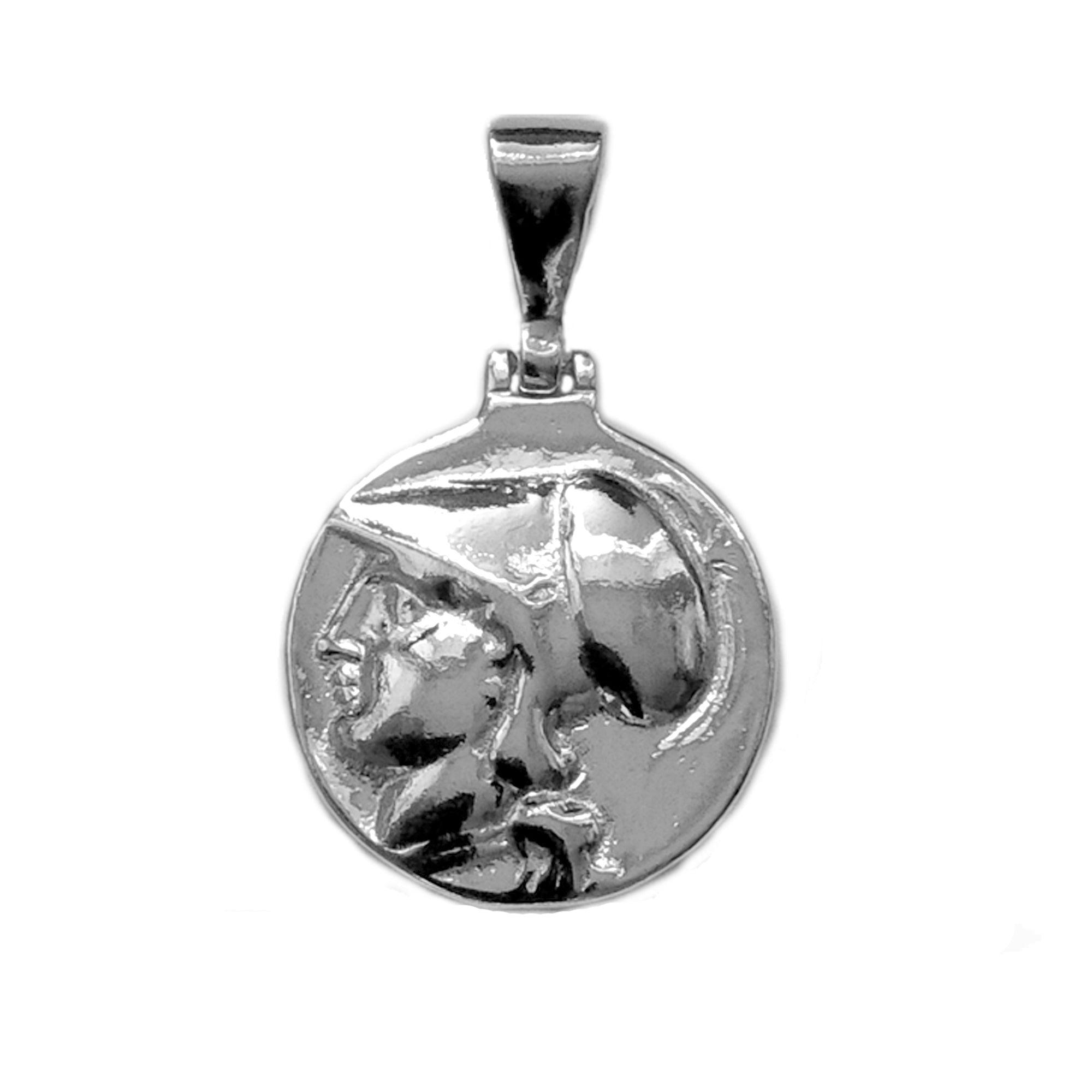 Sterling Silver Athena Greek Goddess Pendant, Diameter 20mm