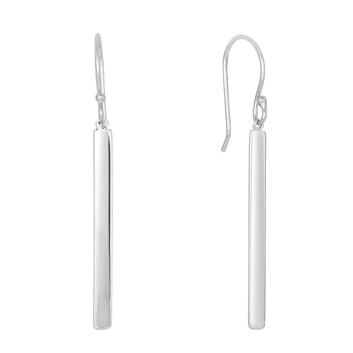 Sterling Silver Bar Style Drop Earrings With Euro Wire Clasp