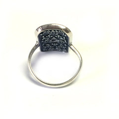 Sterling Silver Byzantine Style Rectangular Ring - JewelryAffairs