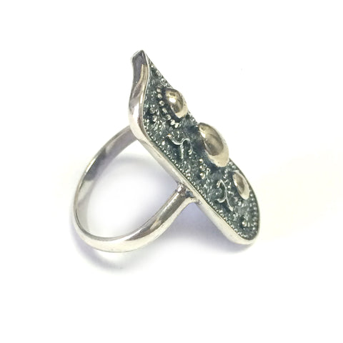 Sterling Silver Byzantine Style Rectangular Ring