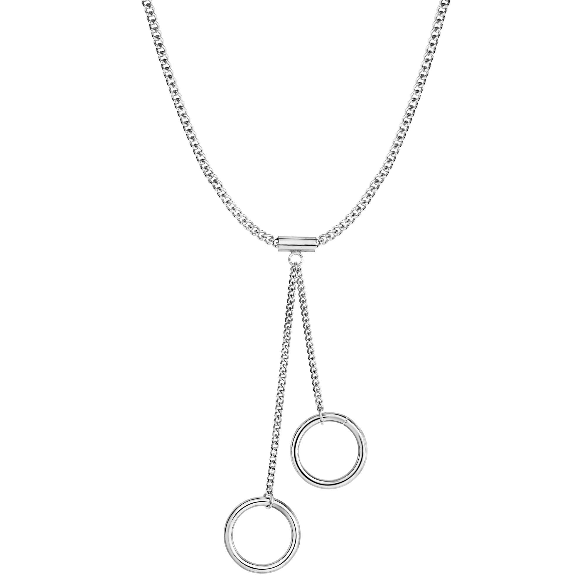 Sterling Silver Circle Charms Fancy Necklace, 28"