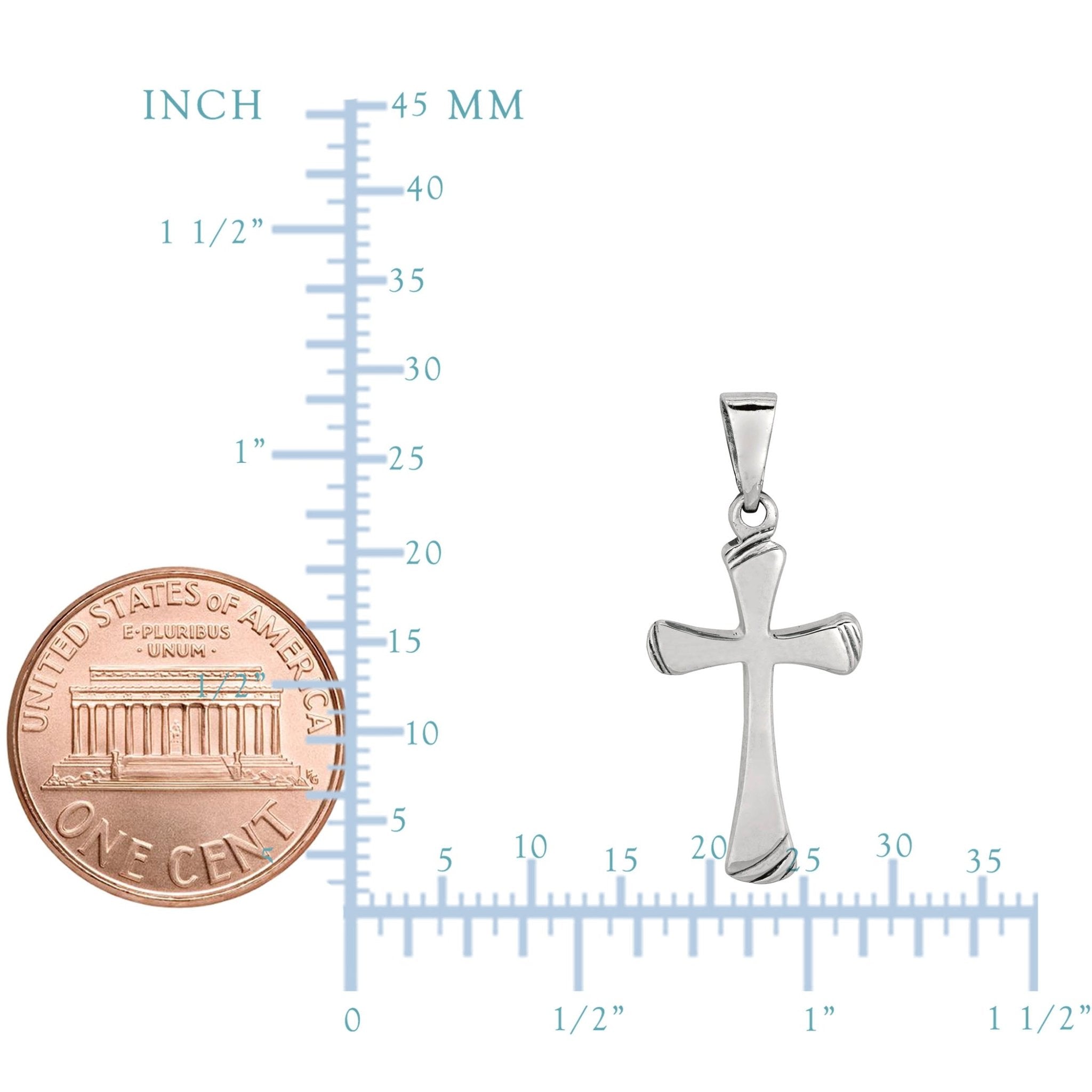 Sterling Silver Cross Pendant, 14 x 24 mm - JewelryAffairs