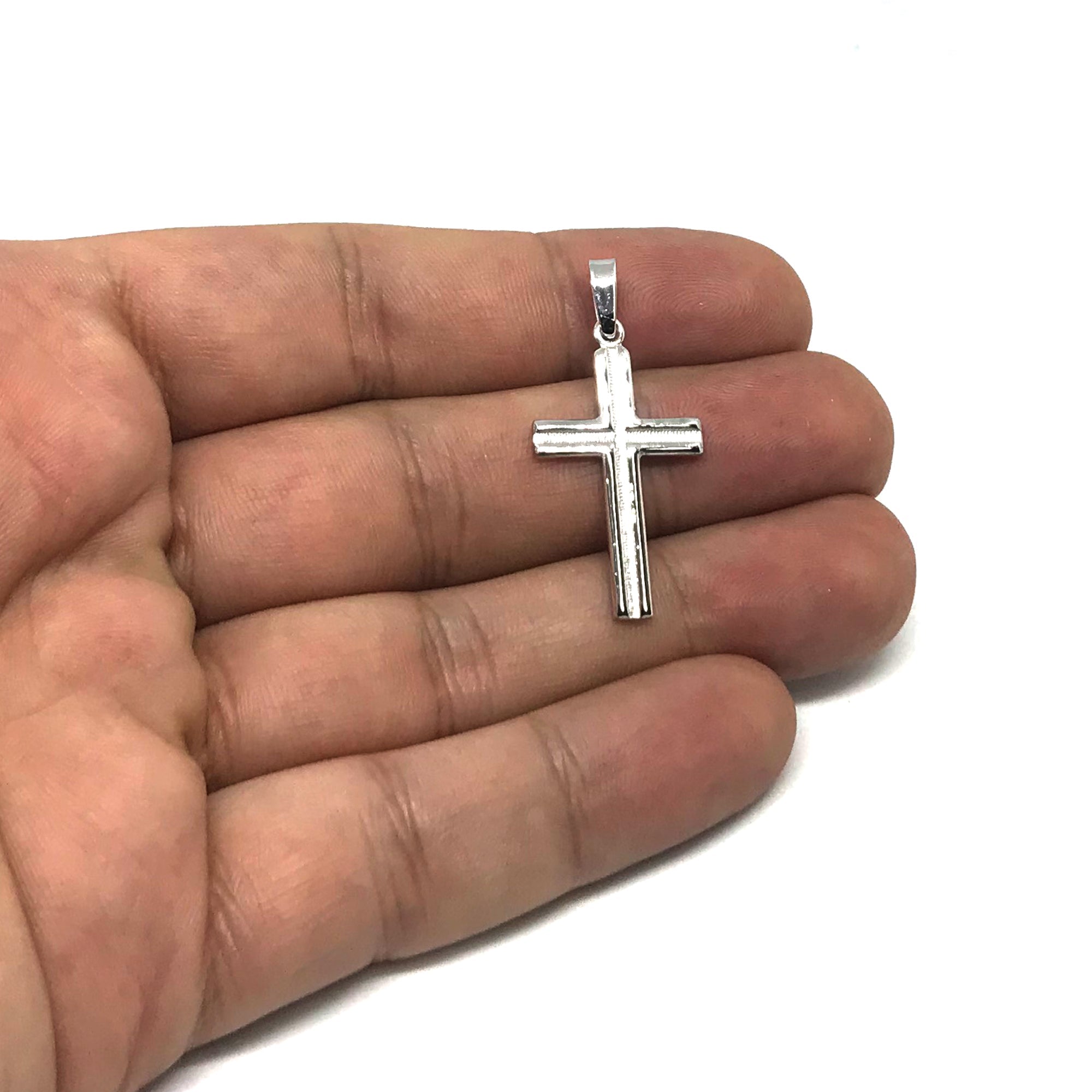 Sterling Silver Cross Pendant, 16 x 35 mm - JewelryAffairs