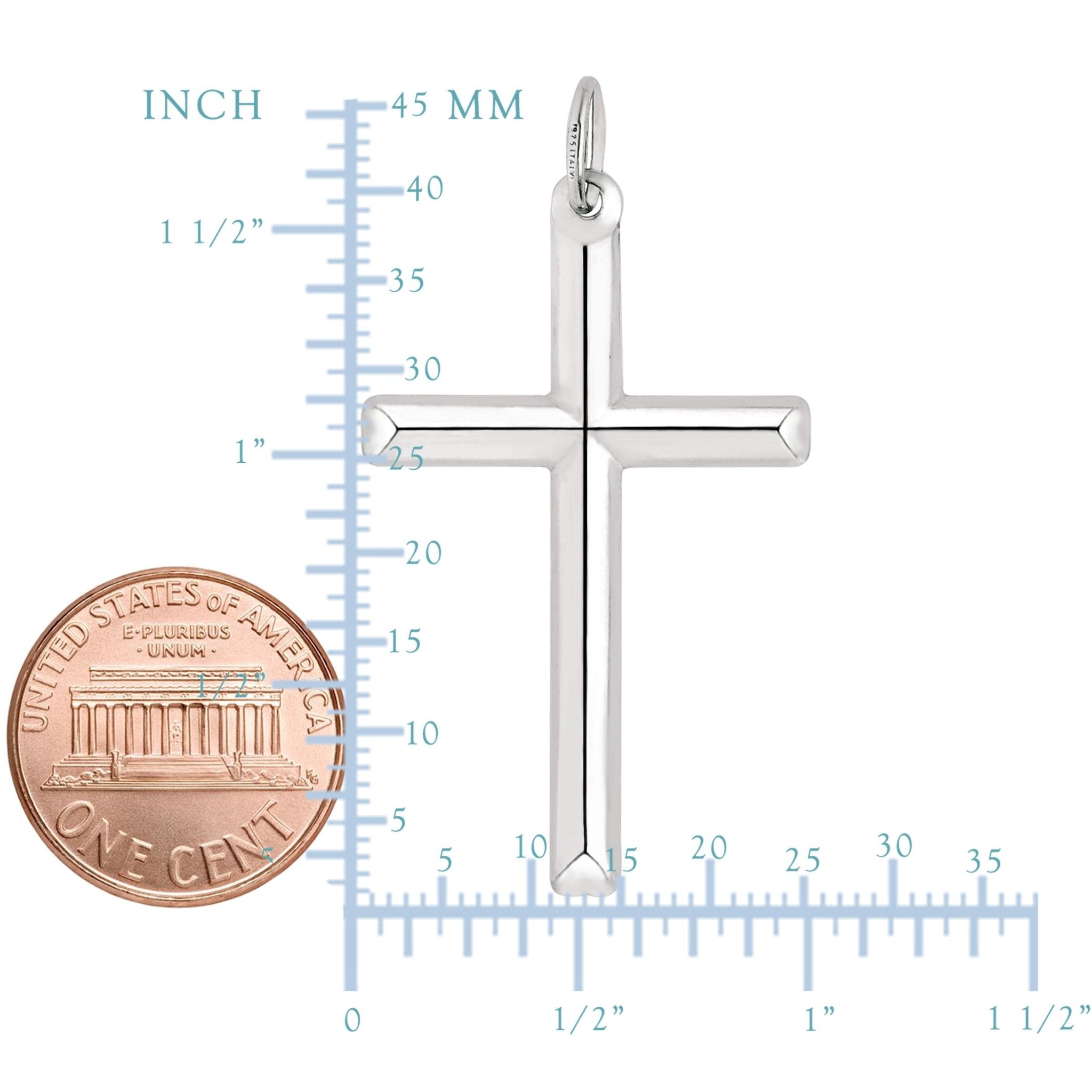 Sterling Silver Cross Pendant, 25 x 45 mm - JewelryAffairs