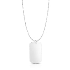 Sterling Silver Dog Tag Fancy Necklace, 24"
