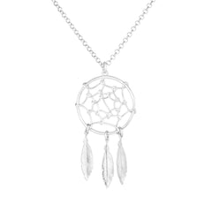 Sterling Silver Dream Catcher Charm Necklace, 17"
