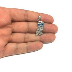 Sterling Silver Evil Eye Owl Pendant Charm