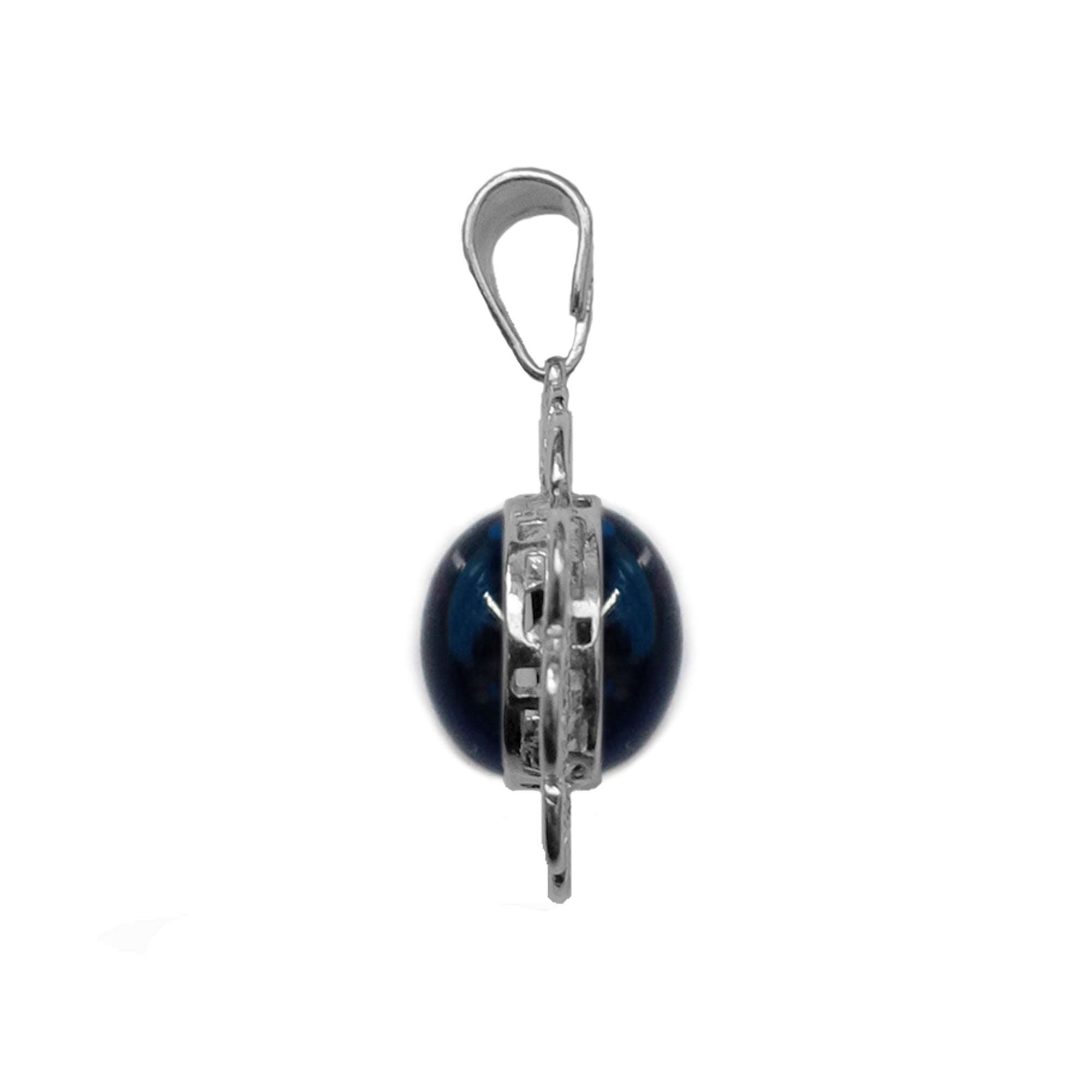 Sterling Silver Filigree Double Sided Evil Eye Pendant Charm