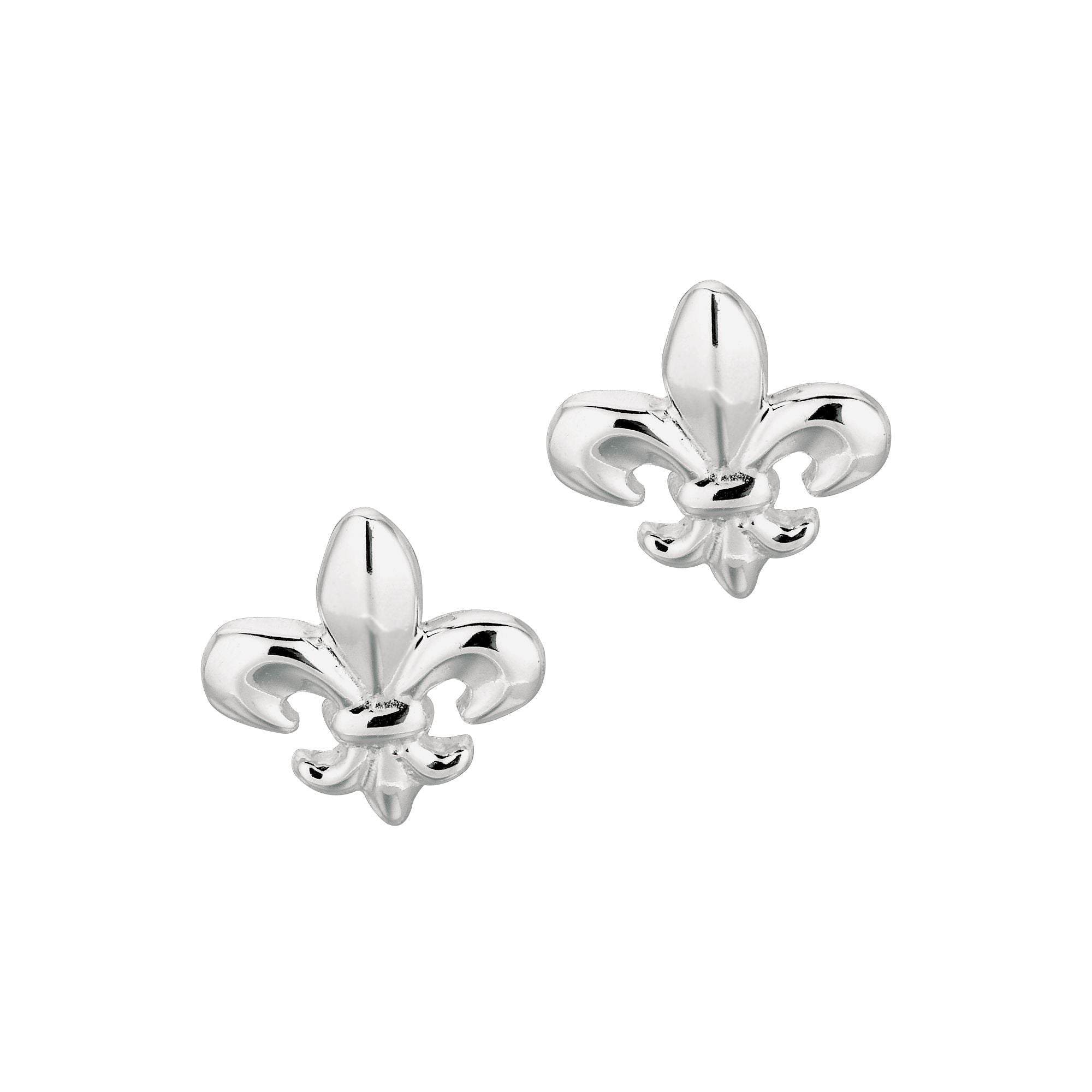 Sterling Silver Fleur De Lis Stud Earrings - JewelryAffairs