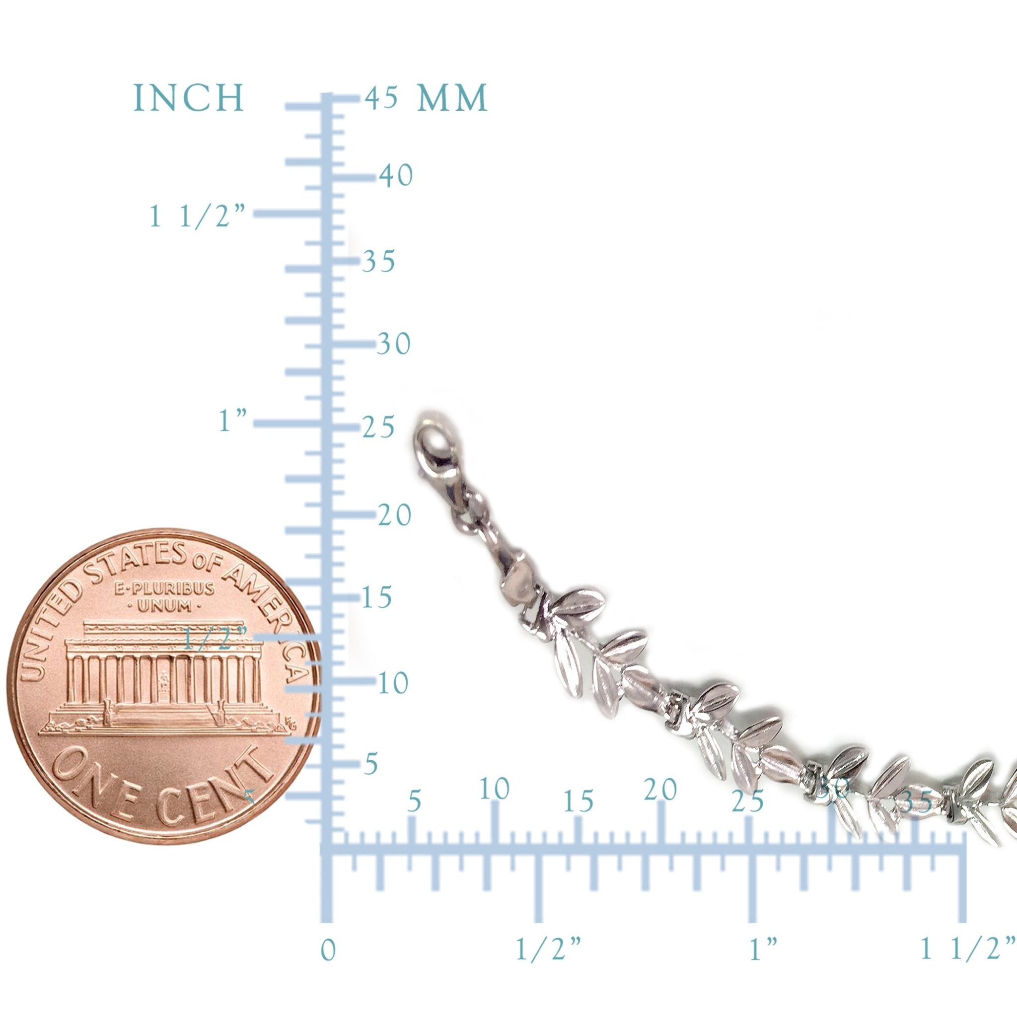Sterling Silver Greek Olive Leafs Bracelet, 7"
