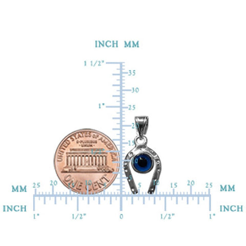 Sterling Silver Horse Shoe Evil Eye Pendant Charm