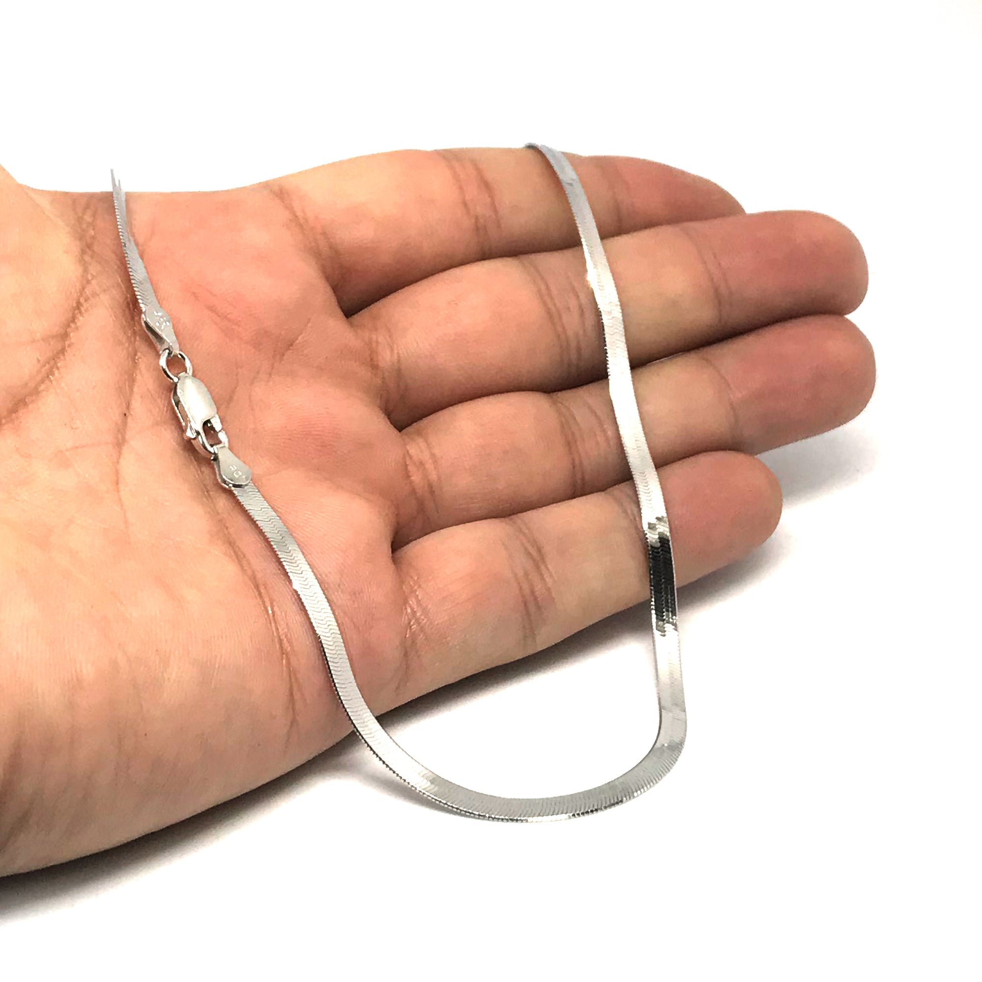 Sterling Silver Imperial Herringbone Chain Necklace, 3.3mm