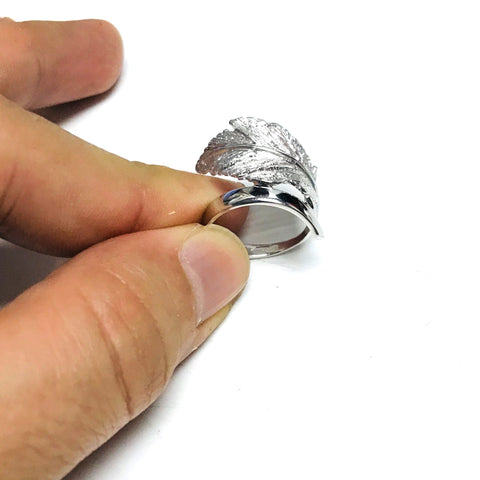 Sterling Silver Leaf Design Ring, Size 7