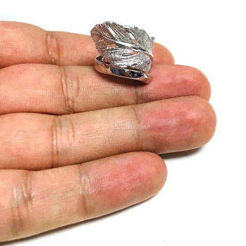Sterling Silver Leaf Design Ring, Size 7