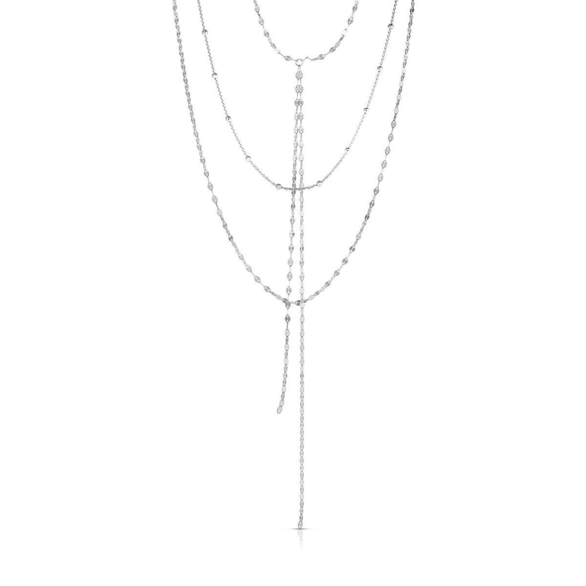 Sterling Silver Multi Strand Fancy Link Necklace, 20" - JewelryAffairs