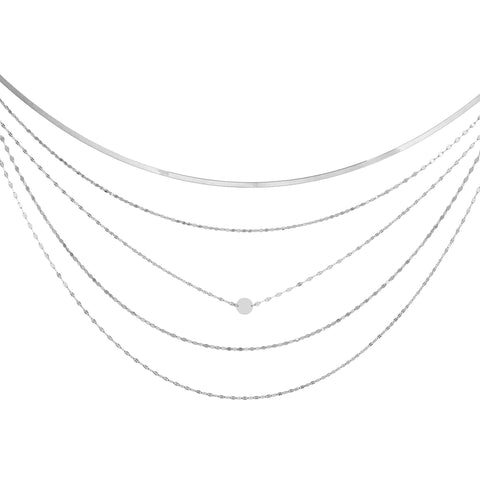 Sterling Silver Multi Strand Herringbone Necklace, 18"