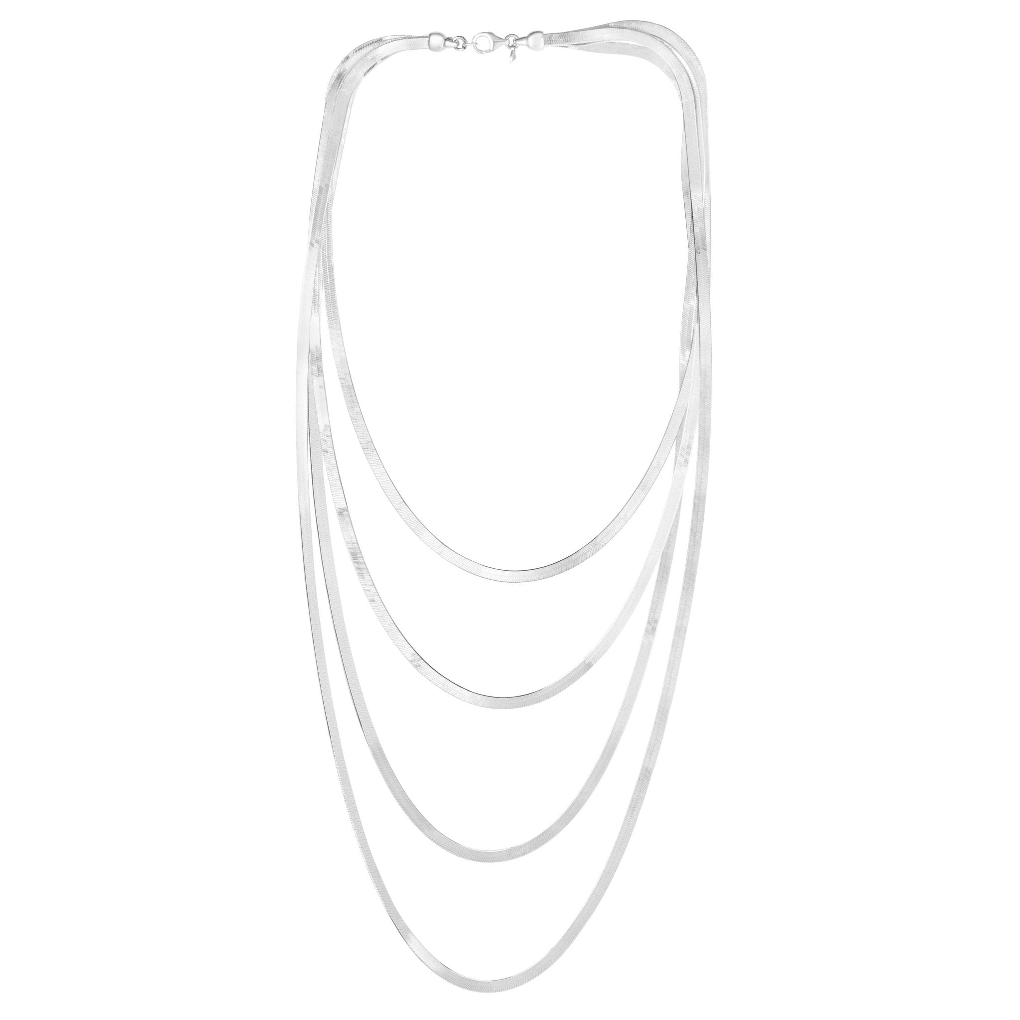 Sterling Silver Multi Strand Herringbone Necklace, 18"