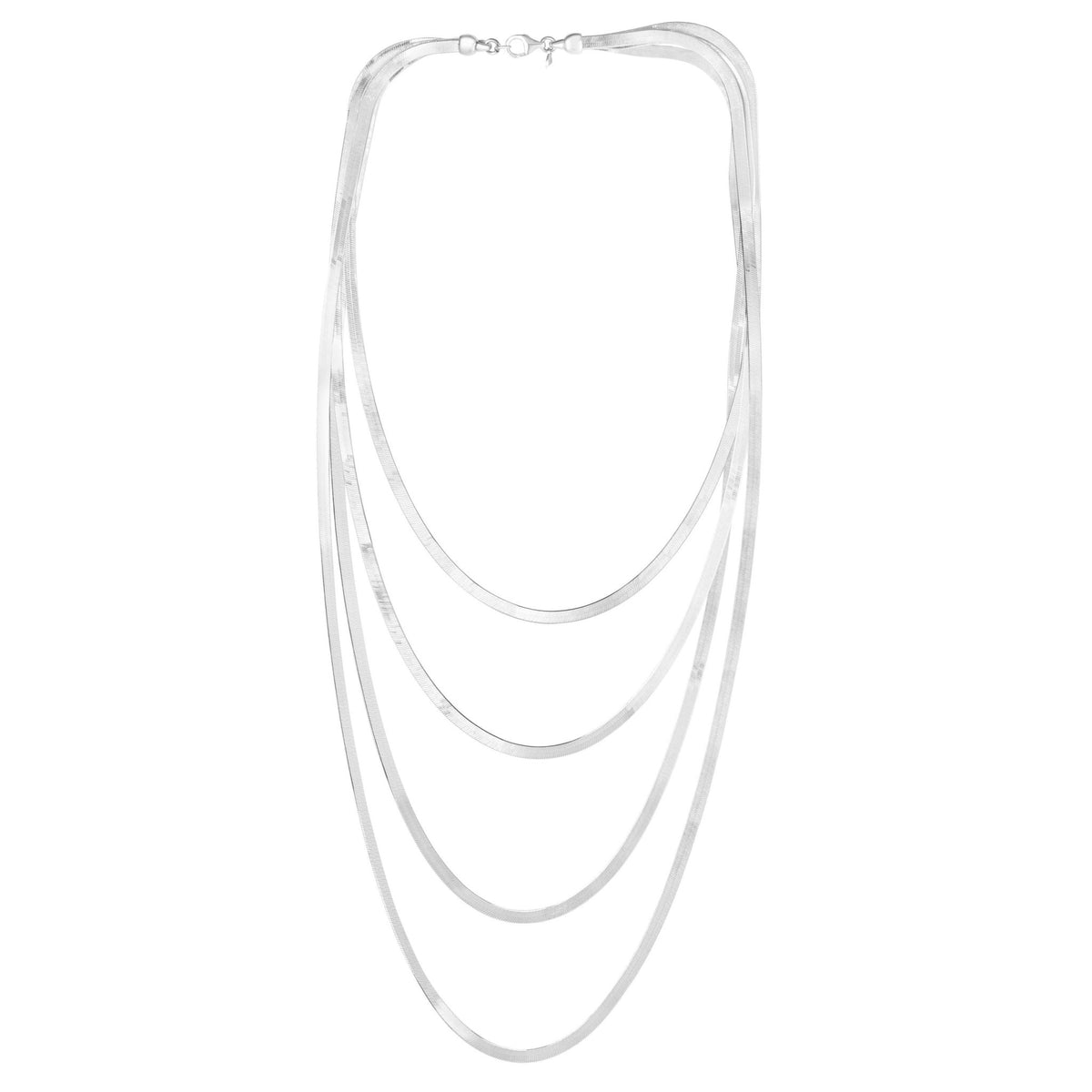Sterling Silver Multi Strand Herringbone Necklace, 18"