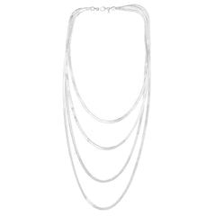 Sterling Silver Multi Strand Herringbone Necklace, 18"