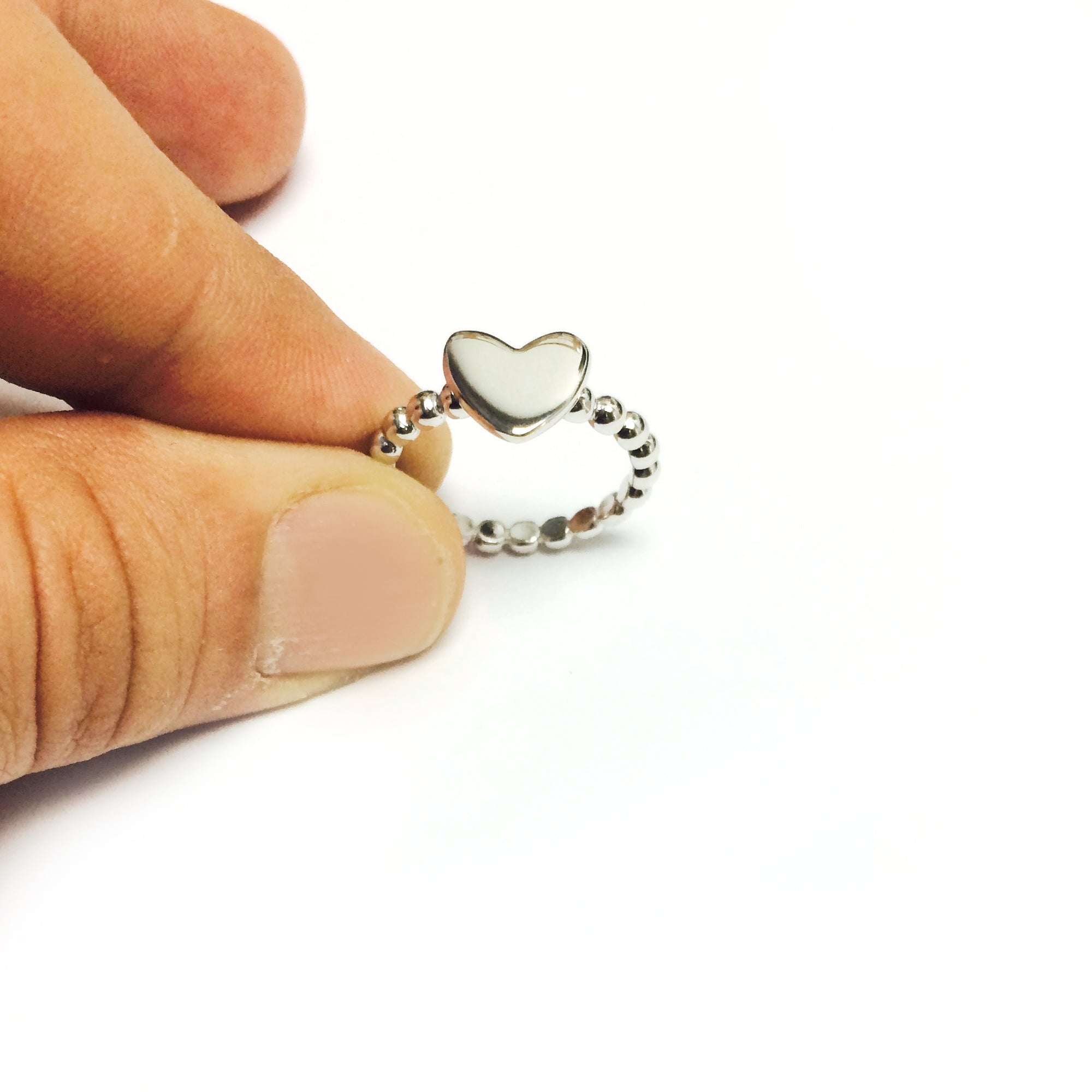 Sterling Silver Puffy Heart Ring, Size 7 - JewelryAffairs