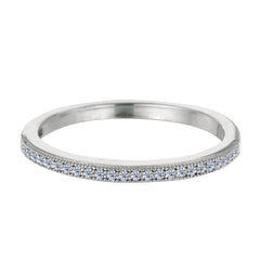 Sterling Silver Rhodium Finish Milgrain Stackable Ring With Pave' Set Cz Stones