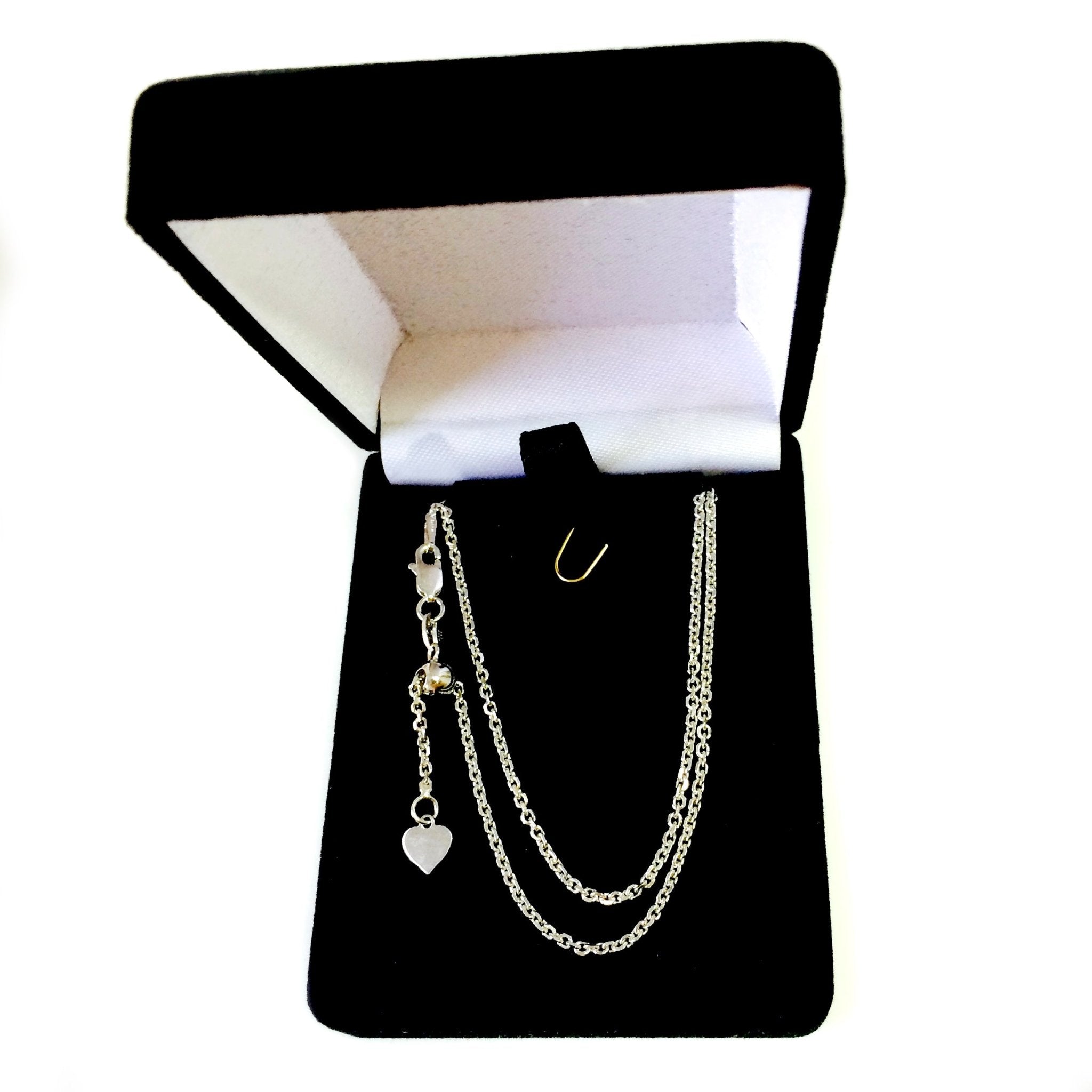 Sterling Silver Rhodium Plated 22" Sliding Adjustable Cable Chain Necklace, 1.5mm