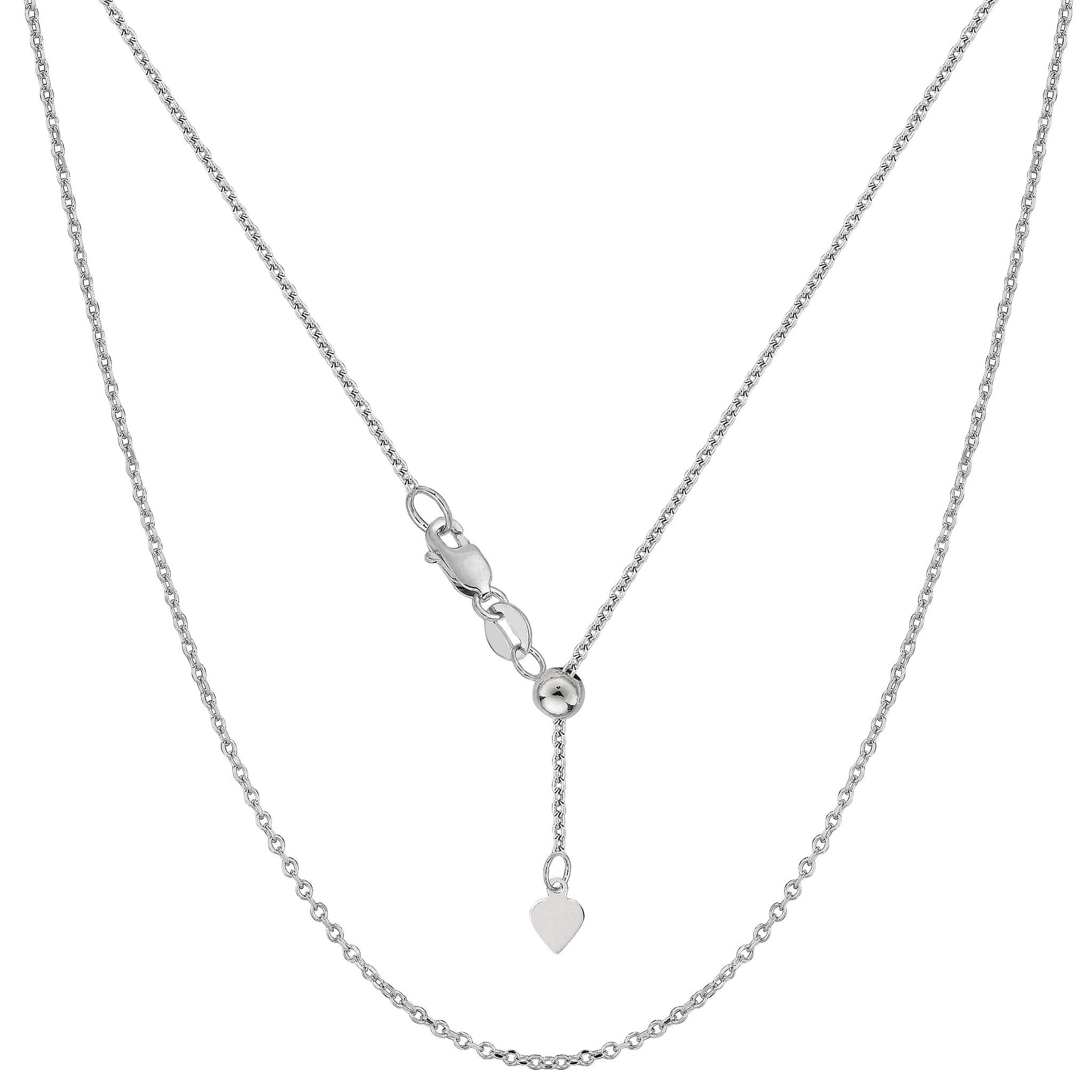 Sterling Silver Rhodium Plated Adjustable Cable Chain - Width 0.9mm
