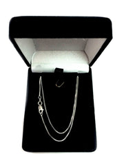 Sterling Silver Rhodium Plated Box Chain Necklace, 0.9mm - JewelryAffairs