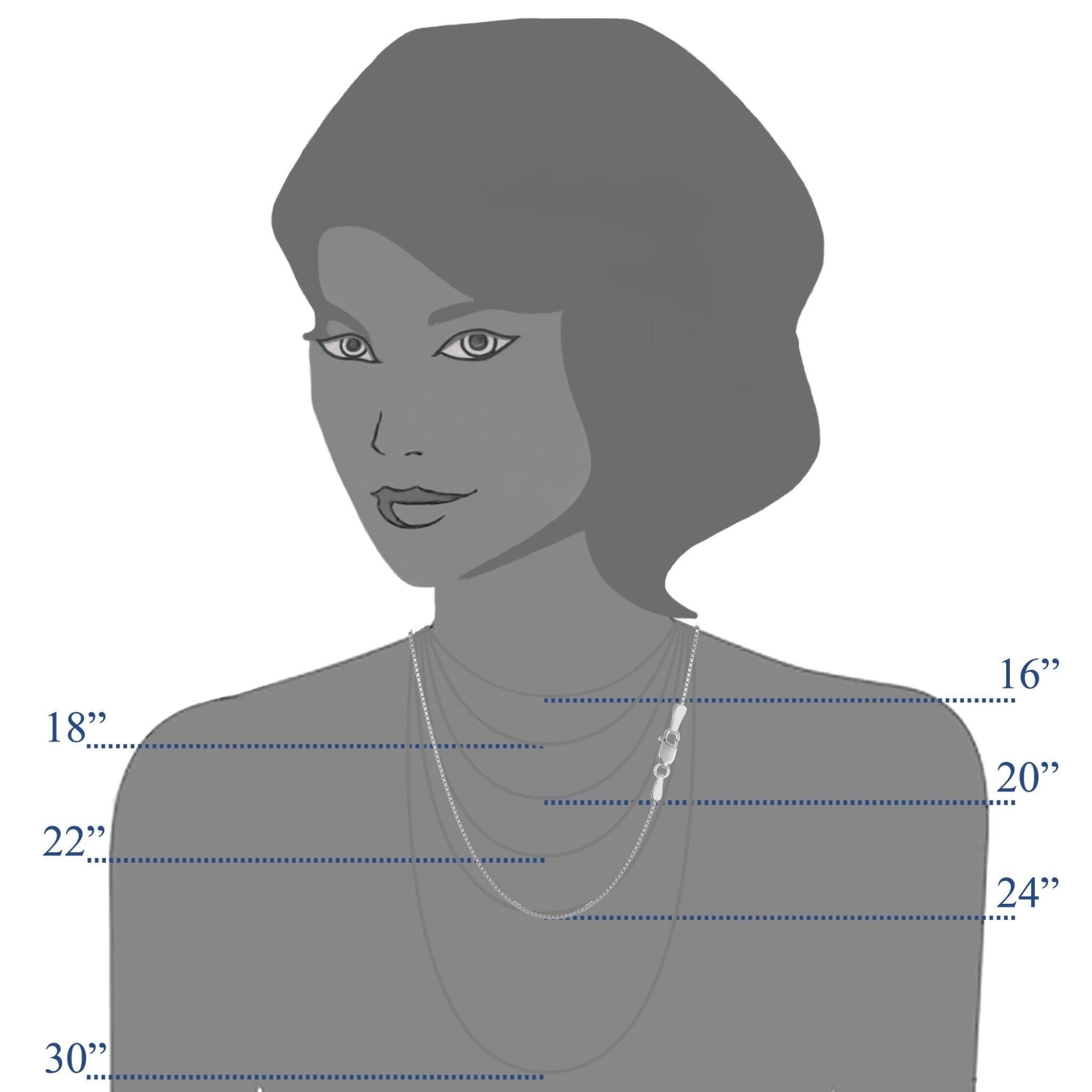 Sterling Silver Rhodium Plated Box Chain Necklace, 1.1mm - JewelryAffairs