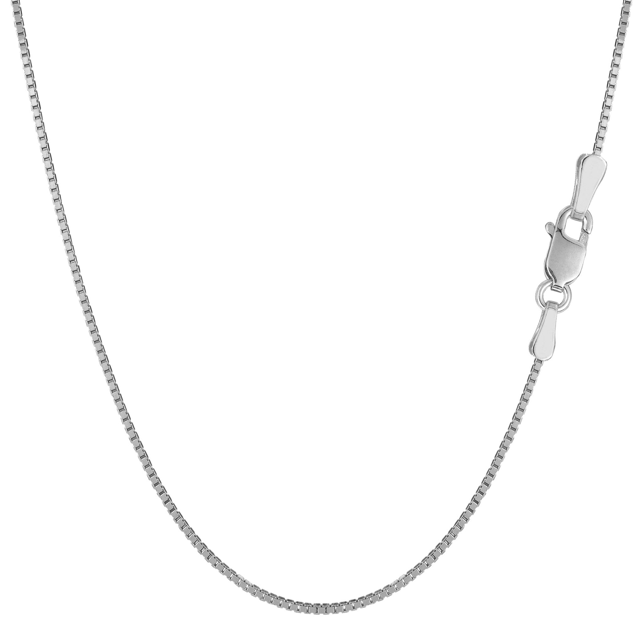 Sterling Silver Rhodium Plated Box Chain Necklace, 1.1mm - JewelryAffairs