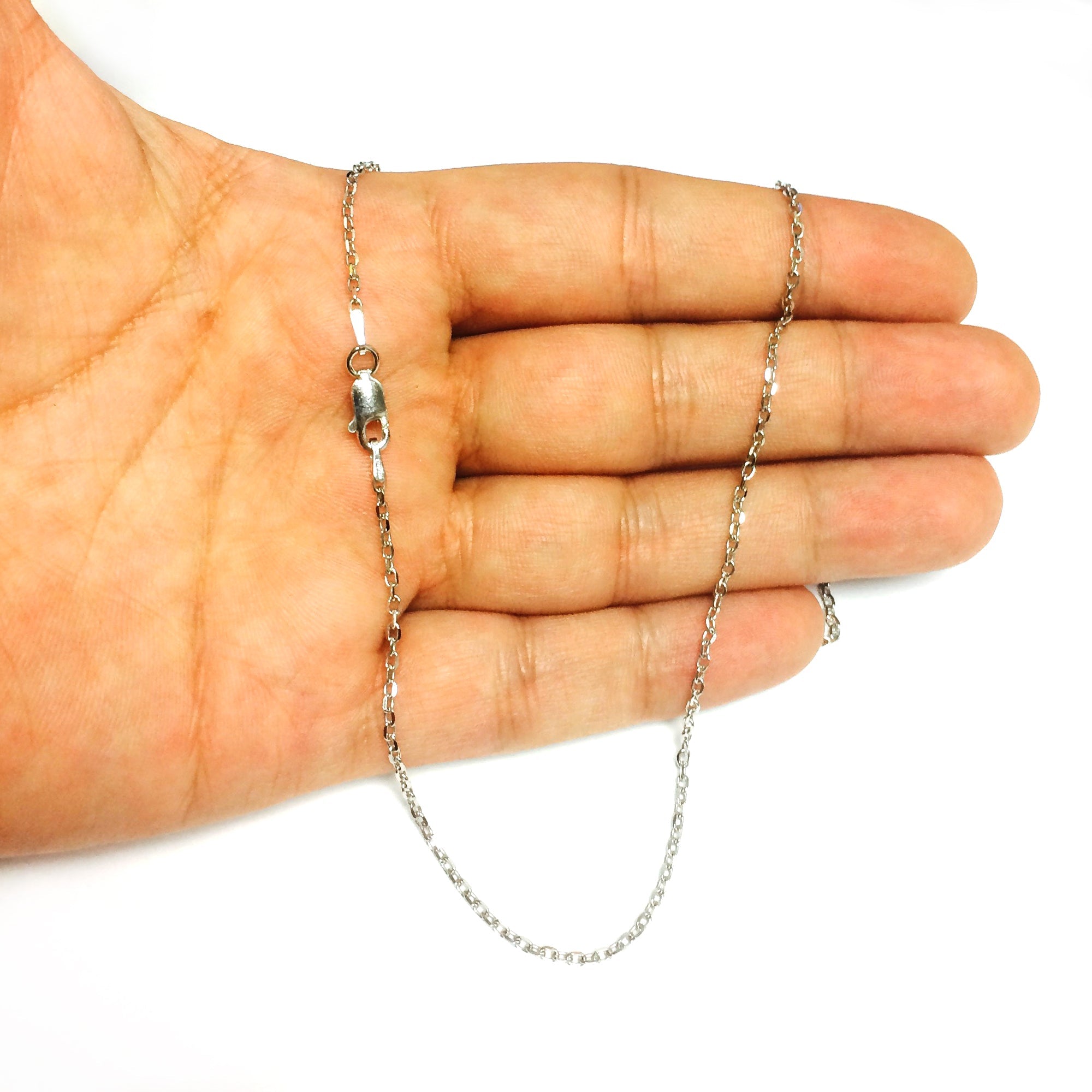 Sterling Silver Rhodium Plated Cable Chain Necklace, 1,5mm - JewelryAffairs