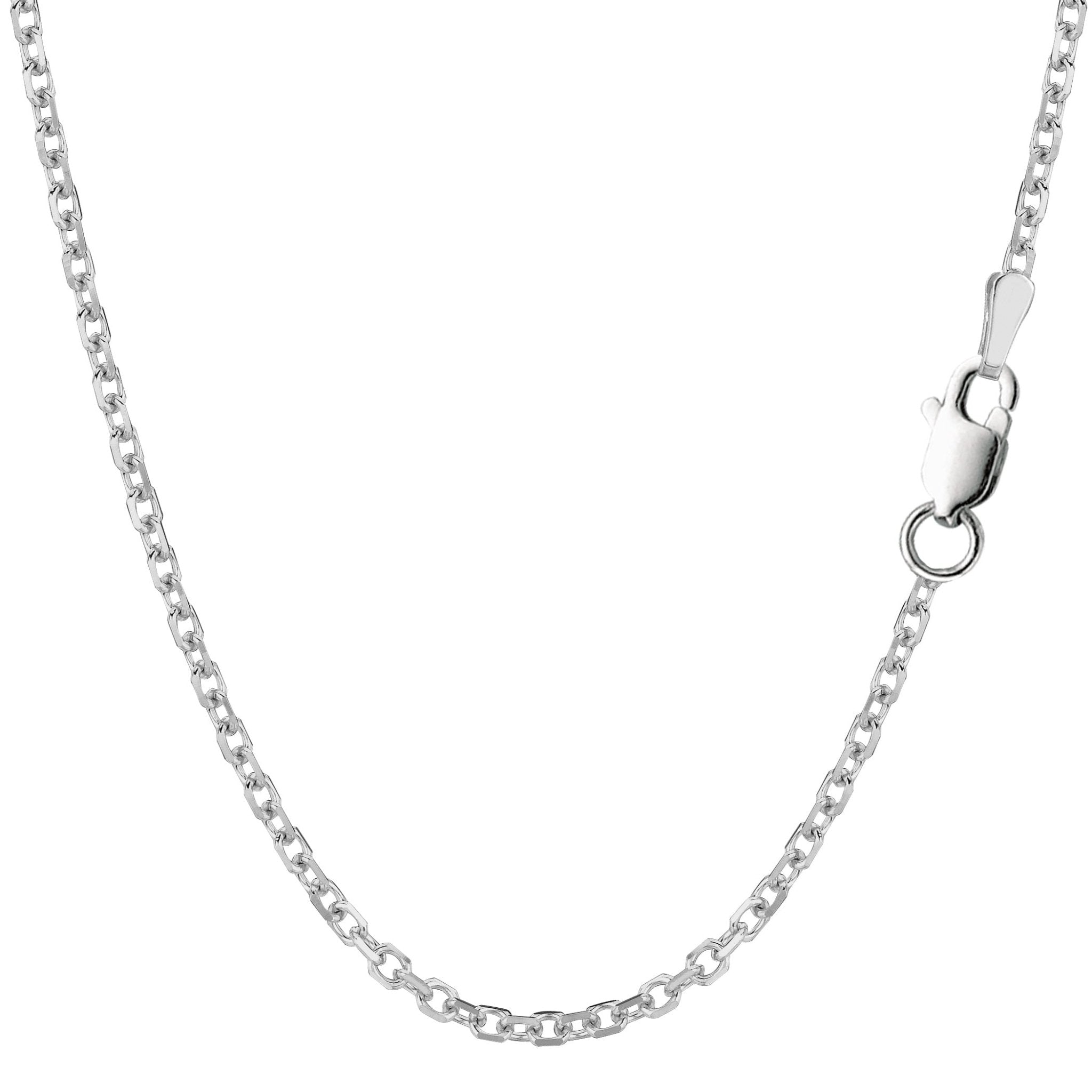 Sterling Silver Rhodium Plated Cable Chain Necklace, 2.3mm - JewelryAffairs