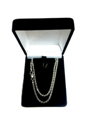 Sterling Silver Rhodium Plated Diamond Cut Rope Chain Necklace, 2.2mm - JewelryAffairs