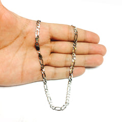 Sterling Silver Rhodium Plated Figaro Chain Necklace, 4.7mm - JewelryAffairs