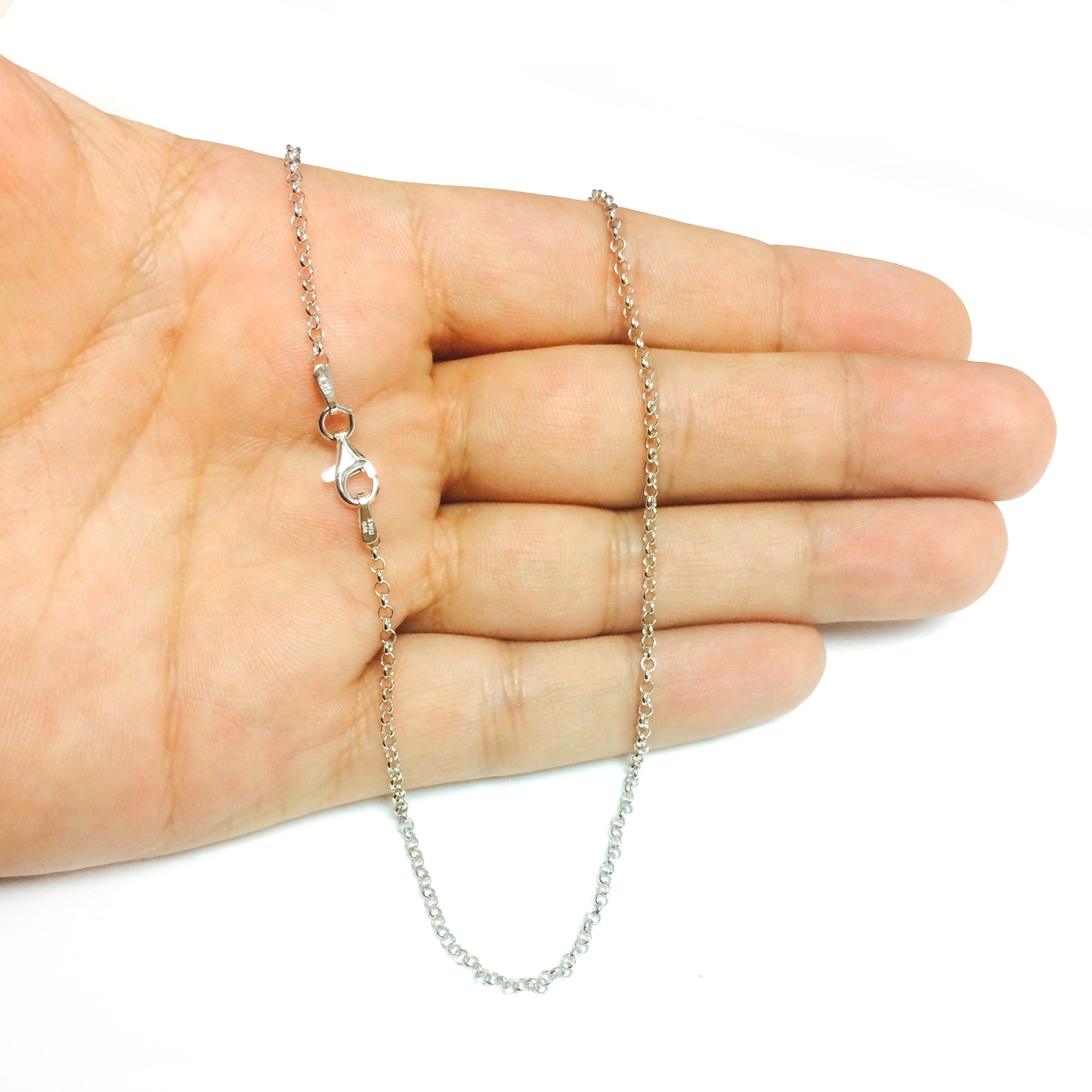 Sterling Silver Rhodium Plated Rolo Chain Necklace, 1,8mm - JewelryAffairs