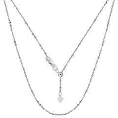 Sterling Silver Rhodium Plated Sliding Adjustable Piatto Chain, 22"