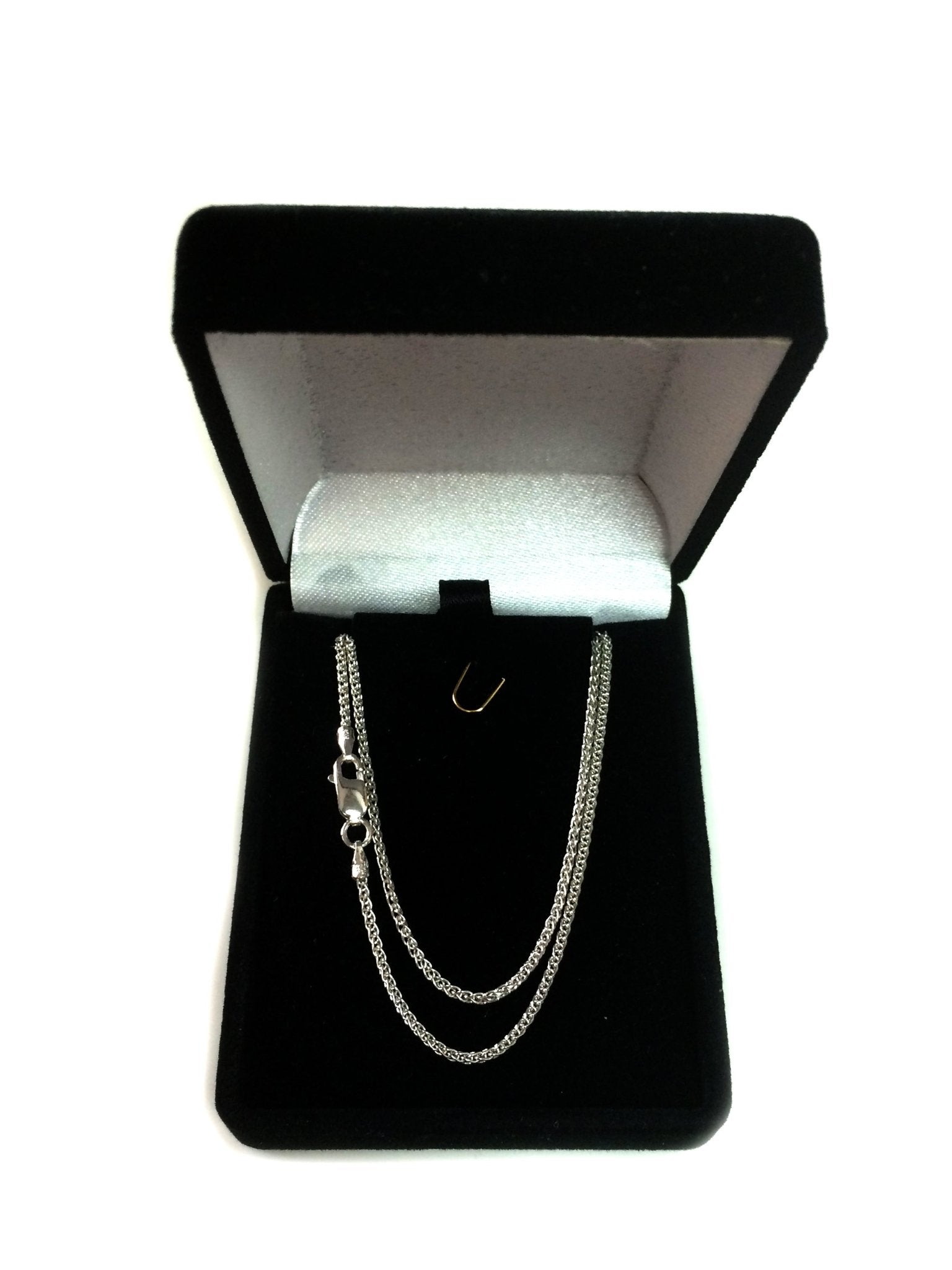 Sterling Silver Rhodium Plated Spiga Chain Necklace, 1.3mm - JewelryAffairs