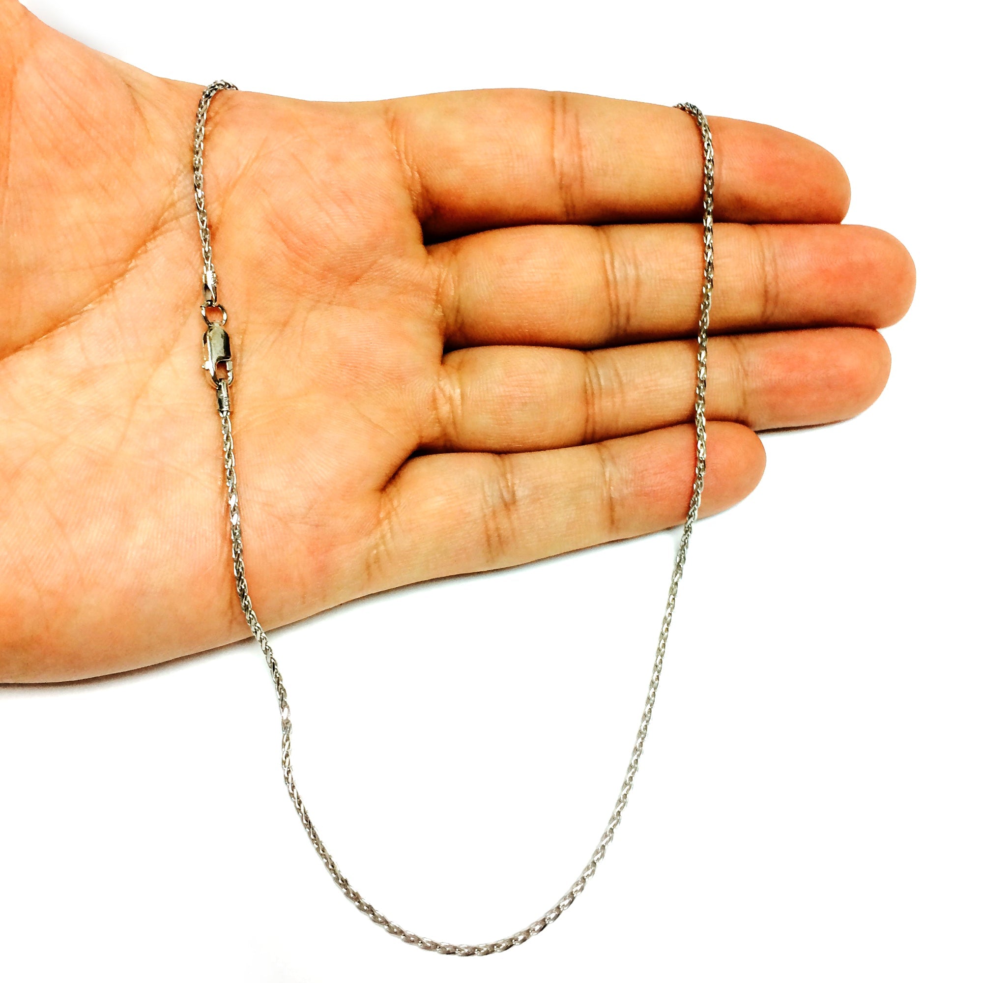 Sterling Silver Rhodium Plated Spiga Chain Necklace, 1,5mm - JewelryAffairs