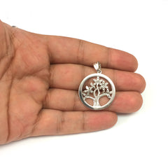 Sterling Silver Rhodium Plated Tree Of Life Pendant